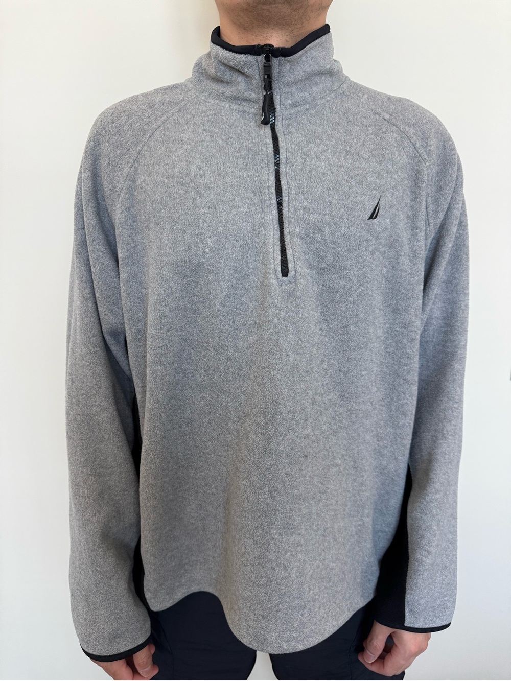 Nautica Men's Light Gray Quarter-Zip Fleece Pullover